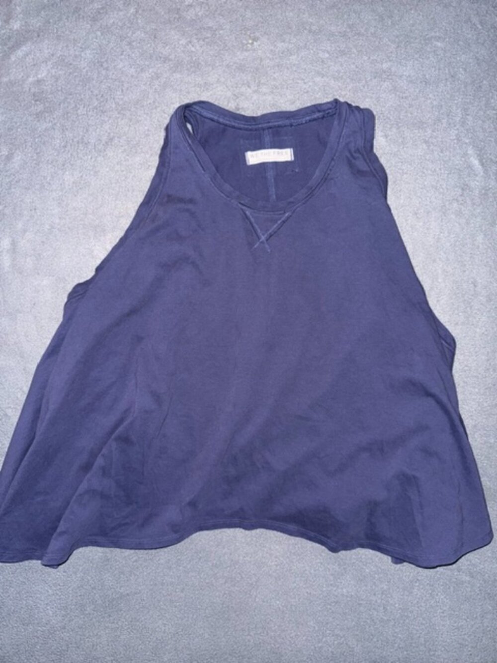 We The Free Women's Hialeah T-Shirt Swing Top Cropped Oversized Blue Size Large